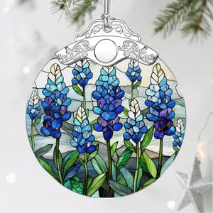 Stained Glass Ornament, Christmas Ornaments, Christmas Decorations for Tree, Holiday Ornament, Gifts for Flower Lovers, Holiday Party Gifts, Gift Ideas & Xmas Gift - Texas Bluebonnet