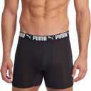 PUMA Men's 3 Pack Athletic Fit Boxer Briefs (Large)
