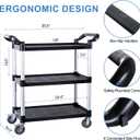 Rolling Utility Carts with Wheels Heavy Duty,3 Tier Rolling Cart with Wheels,510 LBS Food Service Cart with Rubber Mallet and Pad for Restaurant Kitchen Warehouse Office,35.5" x 16.9" x 39.5"(Black)