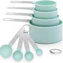 Measuring Cups and Spoons Set of 8 Pieces, nesting measuring cups for Measuring Dry or Liquid Ingredients, Stainless Steel Handle, Kitchen Gadgets for Cooking & Baking (Blue)