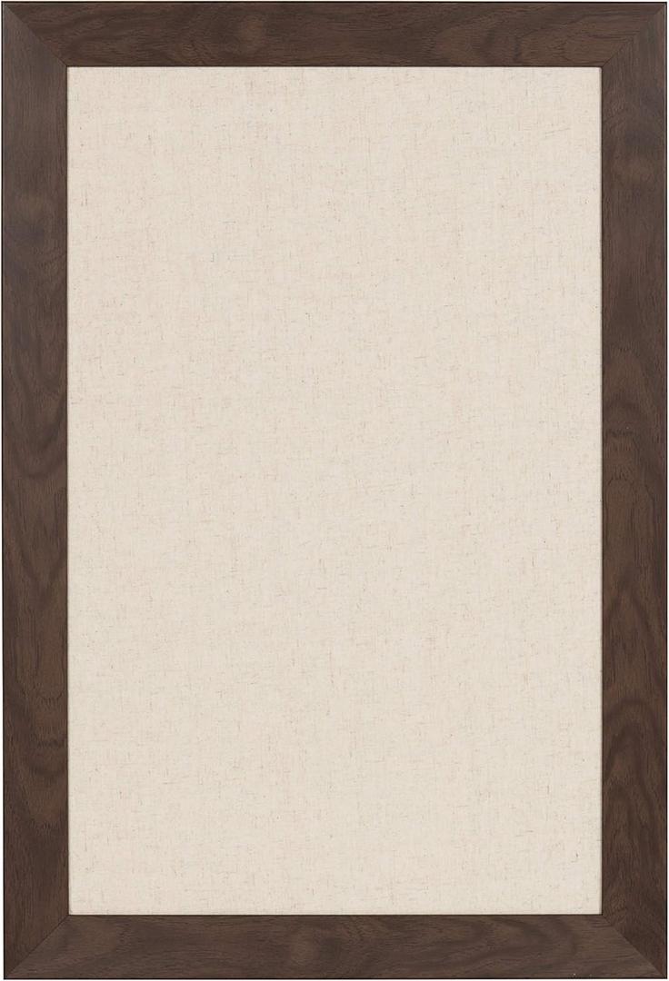 DesignOvation Beatrice Framed Linen Fabric Pinboard, 18x27, Walnut Brown (18" x 1")