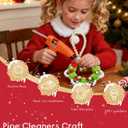 2 x Farbeniok Christmas Pearl Ring Pipe Cleaner Craft Kit, DIY Wreath Ornament Supplies Set with Beads, Bow for Tree Decor, Interior Decoration, School Bags, Children's Festival (Green)