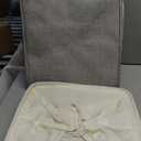 HOdo Home 13×13×13In/3PCS Fabric Storage Bin with Drawstring Closure and 2 Bold Handles, Collapsible Large Canvas Storage Baskets for Organizing Shelf Nursery Home (White & Grey)