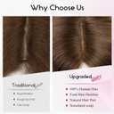 EMMOR Human Hair Toppers for Women with Thinning Hair with Bangs 12inch Skin Scalp 5"6" Big Base Cover Hair Loss Top Hairpieces Wiglets(Ash Brown)