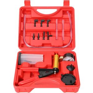 Yonligonju Brake Bleeder Kit with Hand Vacuum Pump with Gauge Adapters Automotive Brake Fluid Bleeding Set for Bike Car Truck (red)