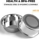 Stainless Steel Dog Bowls with Mat - Non-Slip EVA Rubber Bottom, Food & Water Bowl for Dogs, Cats - Dishwasher Safe (17oz bowl + 11.8*19.6'' mat)