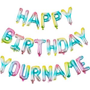 Personalized Name Happy Birthday Banner - Happy Birthday Balloon Letters Balloons 2 Sets A- Z 16'' Mylar Foil Birthday Party Decorations for Kids, Women, Men, Colorful