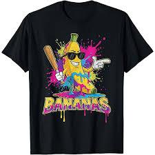 Baseball Banana Funny Splatter Sports Kids Teens TShirt. S Size