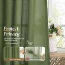 LAMIT Linen Curtains 45 Inch Length 2 Panels Set for Bedroom, Light Filtering Semi Sheer Neutral Short Decorative Window Rod Pocket Christmas Decor Drapes for RV/Basement, 42 X 45 Inch, Olive Green