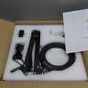 LANCOSC 10X Magnifying Glass with Light and Stand, 3-in-1 Adjustable Swing Floor Lamp, 5 Color Modes Stepless Dimmable, LED Lighted Hands Free Magnifier & Clamp for Reading, Crafts, Painting, Esthetic (Black)