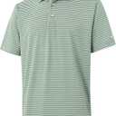 Rouen Golf Shirts for Men Moisture Wicking Lightweight Dry fit Performance Sports Stripe Collared Golf Polo Shirts for Men (L)