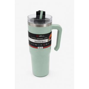 30oz Stainless Steel Tumbler Double Wall Vacuum Insulated Water Bottle With Handle And 2 in 1 Straw Lid (Sage)