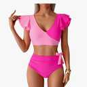 Womens One Piece Swimsuits-Sexy Deep V Neckline Tummy Control Bathing Suit Slimming Mesh Swimwear, M