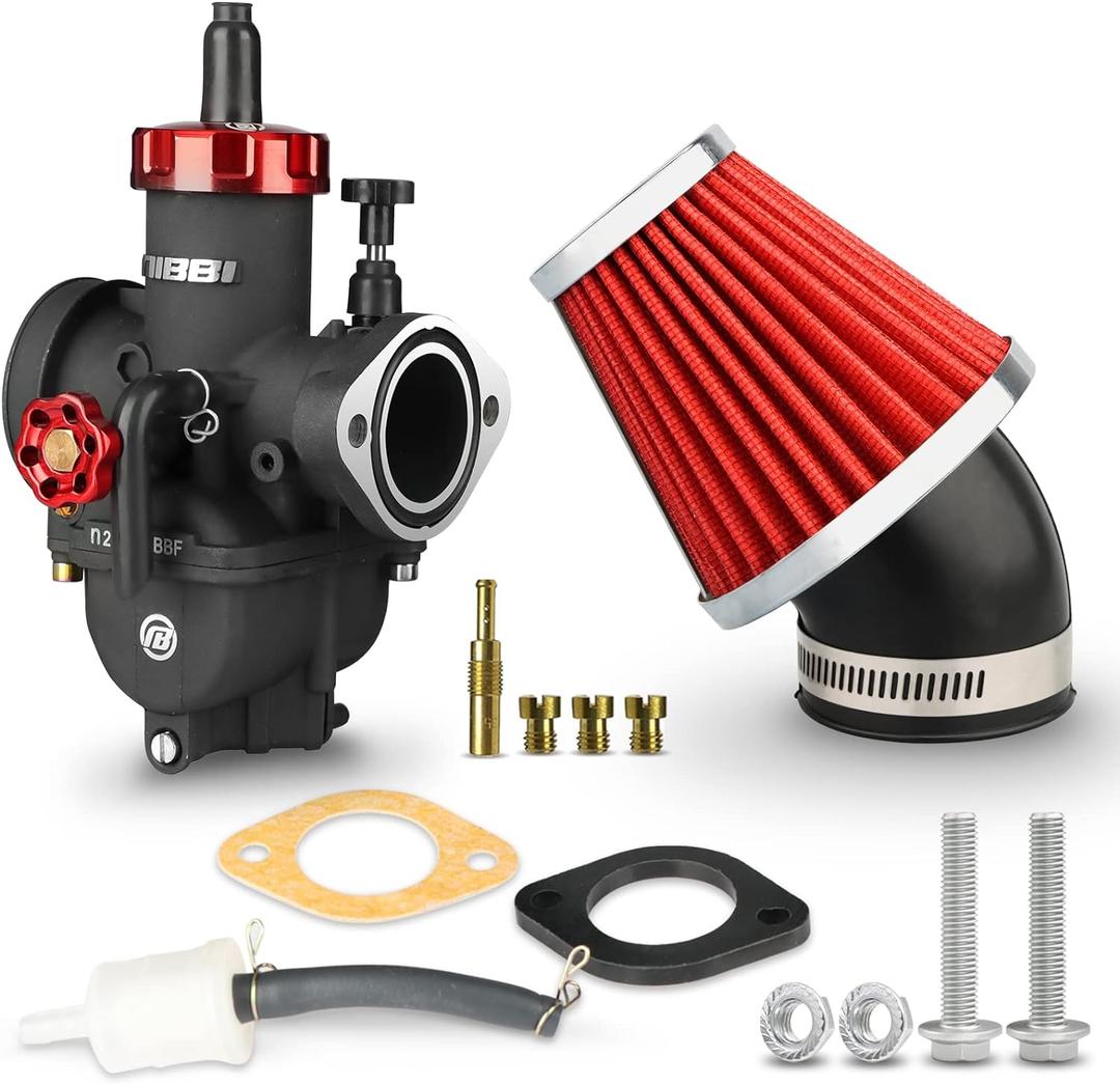 NIBBI PE26 Carburetor with 48mm Air Filters Kit,PE26mm FL Motorcycle Carb Fit for 150cc-200cc Dirt Bike Pit Bike Apollo TaoTao Lifan Kayo Honda SSR Motor