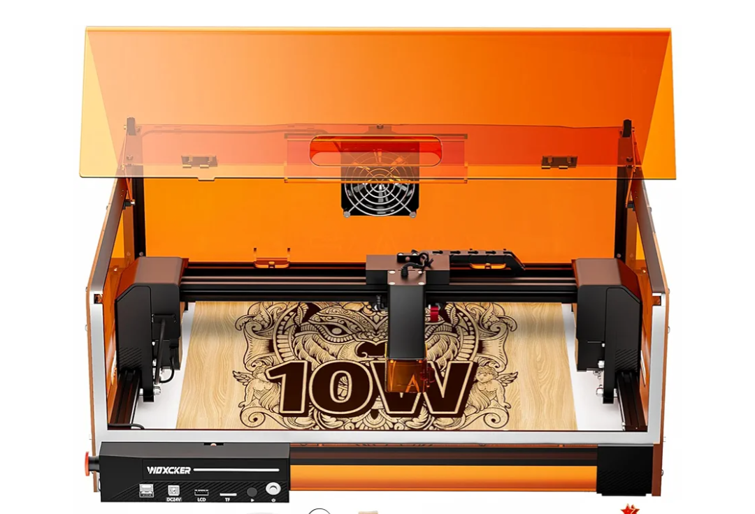 Laser Cutter and Engraver Machine, Woxcker L2 MAX 10W Enclosure Laser Engraving Machine, 300x300mm Bed Size CNC Engraving Machine 0.01mm High Precision Engraver for Wood Stainless Steel Glass Metal