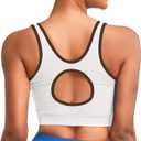 RUNNING GIRL Sports Bras for Women High Support,Seamless Ribbed Longline High Neck Sports Bra Racerback Padded Crop Top Yoga (White, XL)