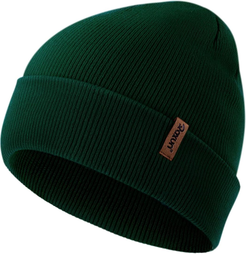 ROXUN Beanie for Men/Women Winter Hat Knit Cuffed Soft Warm Unisex Skull Stocking Cap (Dark Green)