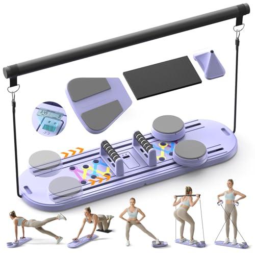 Canlanmu Pilates Board,Multifunctional Rebound Abdominal Board,Foldable Pilates Reformer Set, Ab Core Trainer Machine,Ab Exercise Board,Abs Workout Equipment for Women Home Gym Equipment,Purple