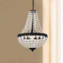 Bestier Modern French Empire Black Finish Farmhouse Crystal Pendant Chandelier Lighting LED Ceiling Light Fixture Lamp Dining Room Bathroom Bedroom Livingroom 1E26 Bulbs Required H18 in X D12 in