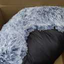 33 inches Donut Dog Bed for Medium Large Dogs,Calming Fluffy Round Pet Bed with Removable & Washable Cover,Fits up to 65 lbs Pets(Dark Blue,M Plus)