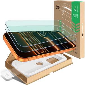 PandaShield 2-Pack Anti Blue Light Screen Protector for iPhone 17 Pro Max & 16 Pro Max [6.9"], Eye Care Tempered Glass, Military Grade Shatterproof with Eco-Friendly Paper Easy-Install Alignment Tool