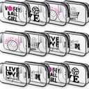 Abbylike 12 Pcs 7 x 4.7 x 2.4'' Cosmetic Bag Gifts Accessories for Makeup Bags Clear PVC Cheer Case Toiletry Zipper Pouch for Women Christmas Xmas (Volleyball Theme)