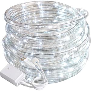 20ft Rope Lights Outdoor, Connectable & Flexible Tube Lights with 8 Modes Controller,Waterproof White LED Rope Lighting for Deck,Garden,Pool,Patio,Bedroom,Party,Indoor & Outside Landscape Lighting