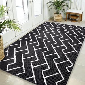 OLANLY Front Door Mat 59x35, Low-Profile Easy Clean Doormat, Deep Black