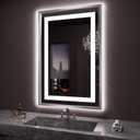 Amorho 24"X36" LED Bathroom Mirror, Brushed Nickel Framed Mirror with Front Light and Backlit, Stepless Dimmable, Anti-Fog, Shatter-Proof, Memory, 3 Colors