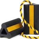 OULEME Heavy Duty Rubber Wheel Chocks, 1 Pair, Non-Slip Tire Stopper Blocks with Rope, for RV Camper Travel Trailers Motorhome Aircraft Car Truck