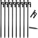 CYEAH 24 Pcs Tent Stakes, Heavy Duty 12 inch Steel Tent Pegs, Forged Steel Tent Stakes Heavy Duty, Metal Tent Pegs for Camping, Metal Stakes for Tent Used on Rocks, Snowfield and Grassland