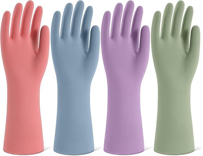 JiedHiur 6 Pairs Rubber Cleaning Gloves, Dishwashing Kitchen Gloves for Momen and Men, for Washing Dishes, Bathroom, Sink Medium