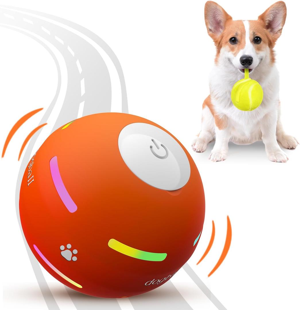 PetDroid Interactive Dog Toys Dog Ball,[2025 Newly Upgraded] Durable Motion Activated Automatic Rolling Ball Toys for/Small/Medium/Large Dogs,USB Rechargeable (Orange) (Orange)