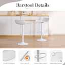 YOUNIKE White Adjustable Height Bar Stools Set of 2 Plastic Swivel Barstool with Low Back Modern Kitchen Counter Island Bar Chairs for Breakfast Nook Cafe Bars Office, 16.5X13.8X35.8"White