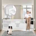 Punch Free Retractable Baby Gate Extra Wide Dog Gate, 75" Wide Retractable Dog Gate, Mesh Baby Gate Retractable Gate, No Drill Baby Gate for Stairs, Doorways, Kitchen, Decks, Indoor & Outdoor, White