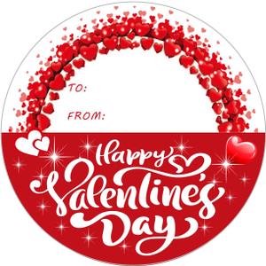 4 x 72 PCS Happy Valentine's Day Stickers, Valentines Day Gift Stickers, 2 Inch Heart Decorative Labels for Wraping Sealing Love Letter Envelope Decorating Boxes