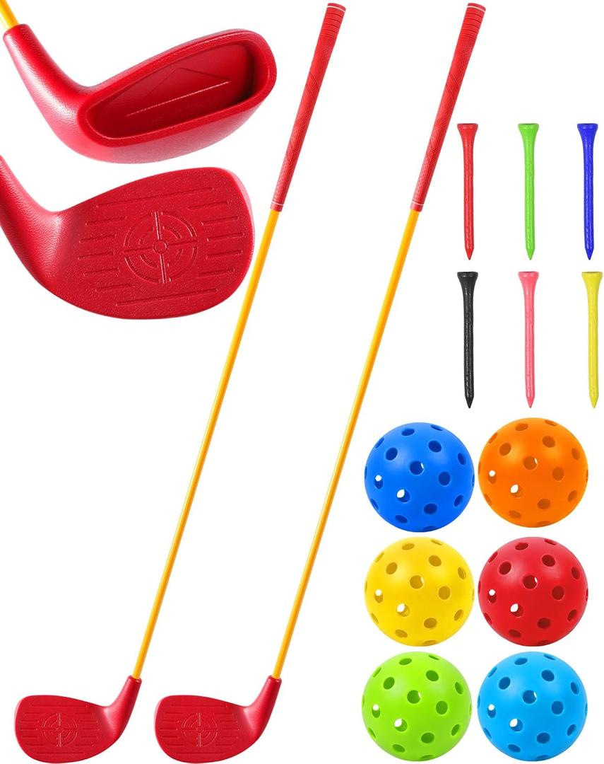2 Pack Backyard Golf Game Clubs with 5”x 3.5” Oversize Heads and 36” Lightweight Carbon Shaft for Adults Play Outdoor Golf Yard Game in Grass Parks Yards with 6 Practice Ball and 1 Store Bag, 2 Pack-Red-Carbon