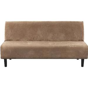 H.VERSAILTEX Real Velvet Futon Cover Armless Sofa Covers Sofa Bed Covers Stretch Futon Couch Cover Sofa Slipcover Furniture Protector Thick Soft Velvet Fabric Form Fitted Stay in Place, Camel, 12"D x 15"W x 3.5"H
