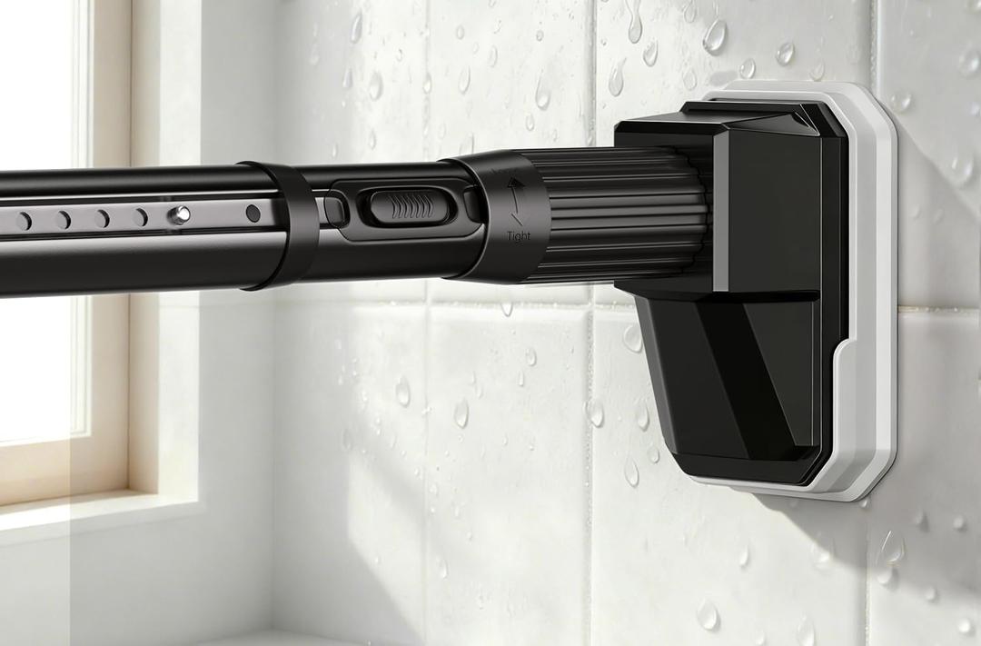 FADOTY Tension Curtain Rods No Drilling, Extra Long Tension Rod 41-88 Inch, Heavy Duty Shower Curtain Rod for Outdoor Patio Bathroom Windows Room Divider, Adjustable, Anti-Slip, No Rust, Black