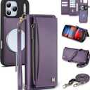 Wallet Case for iPhone 17 Pro Max with Card Holder/Crossbody Wallet/Strap,[RFID Blocking][Magnetic] PU Leather Phone Case for iPhone 17 Pro Max,6.9 in, Purple