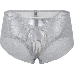 Justgoo Womens Sexy Thongs Lace Panties Underwear Low Rise Plus Size Underpants Pack of 1-3 (Medium, Grey)