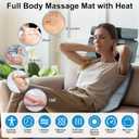Full Body Massage Mat with Heat,Electric Massage Pad for Neck,Back,Foot&Full Body Pain Relief,10 Vibrating Nodes 3 Heating Levels W/ Detachable Neck,Foot Massager,Head Pillow&Inflatable Lumbar Pillow