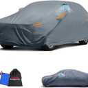 2026 Upgrade Car Cover Waterproof All Weather, Heavy Duty Outdoor Car Cover Universal Fit Sedan Lexus ES350, Tesla Model S, Lincoln MKZ, Toyota Avalon, Jaguar XJ, Ford Taurus, BMW 740i etc. (T2- Fit Sedan Length 204-208 inch, Gray)
