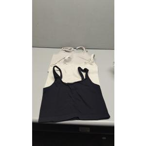 OQQ Women's 3 Piece Tank Tops Ribbed Seamless Workout Exercise Shirts 2025 Summer Basic Camis Large, Blaack/White 