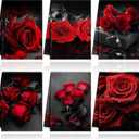 Breling Valentine's Day Red Rose Kitchen Towels Set of 6 Vintage Flowers Dish Towel Bathroom Decorative Rustic Tea Cloths for Valentine Kitchen Bathroom Home Decoration, 14 x 21 Inch