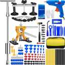 134Pcs Car Dent Puller Kit, Paintless Dent Removal Tool Kit with 3 in 1 T-bar Slide Hammer & Bridge Puller & Golden Lifter, Dent Repair Kit for Car Hail Damage Large Small Dent Fast Removal