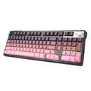 HUO JI Wireless Mechanical Gaming Keyboard with Knob, Bluetooth 5.0/2.4GHz/USB-C Wired, Hot Swappable Red Switches, Anti-Ghosting, Led Backlit, 96% Computer Keyboard for PC Gamer, Pink