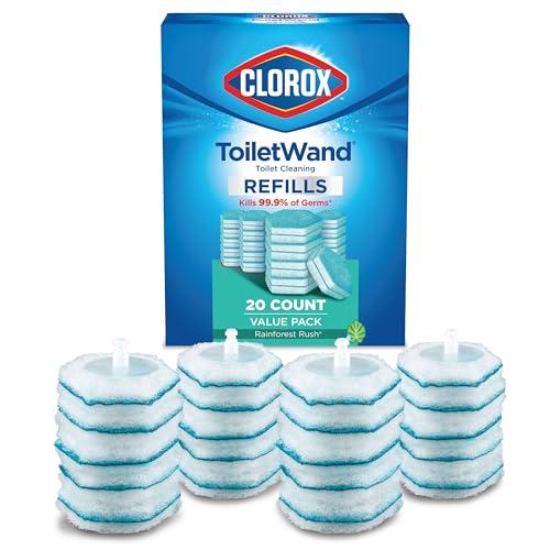 Clorox ToiletWand Disinfecting Refills, Disposable Wand Heads - Rainforest Rush - 20 Count (Package May Vary)