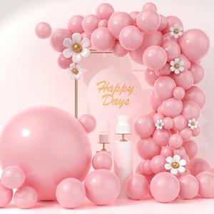 WXCSXINU 125Pcs Baby Pink Balloons Arch Kit with 5 Sizes 36" 18" 12" 10" 5", Including Giant Balloon, Arch Kit, Ribbon - Perfect for Birthday party, Wedding, Baby Shower & Party Supplies, 2 Pack