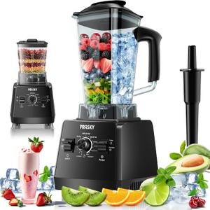 Professional Blender,Smoothies Blenders, PRASKY Max.2400Watts/1000Watts Blender and Grinder Combo 25000RPM Powerful Kitchen 68oz BPA Free 2 Containers Countertop Blenders Ice Crushing, JuiceBlack